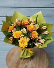 Букет цветов из:  Альстромерии и Розы в Поселок имени Степана Разина