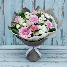 Букет цветов из:  Герберы, Альстромерии и Хризантемы в Поселок имени Степана Разина
