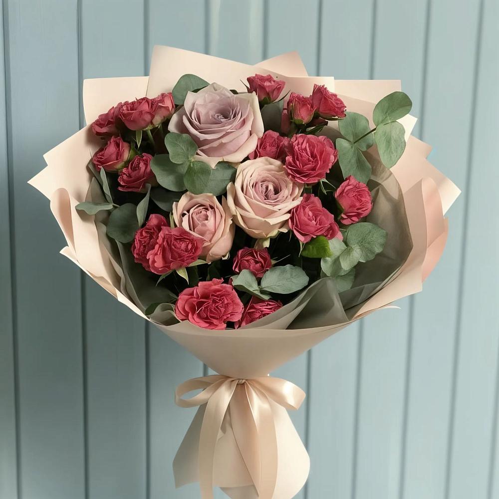 Букет цветов из: Гвоздики и Розы в Поселок имени Степана Разина