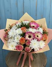 Букет цветов из:  Розы, Герберы и Хризантемы #REPLACE_PRED# Поселок имени Степана Разина