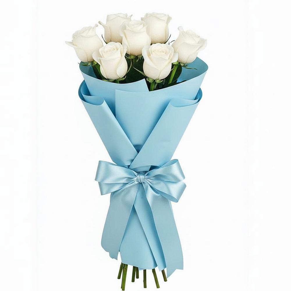 Букет 7 белых роз Проуд в Поселок имени Степана Разина