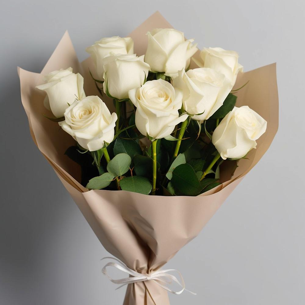 Букет 9 Белых роз Эдлесс Лав в Поселок имени Степана Разина