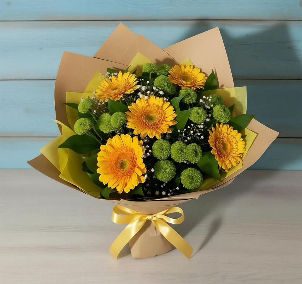 Букет цветов из: Герберы и Хризантемы в Поселок имени Степана Разина