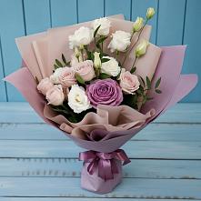 Букет цветов из:  Розы и Лизиантусы в Поселок имени Степана Разина