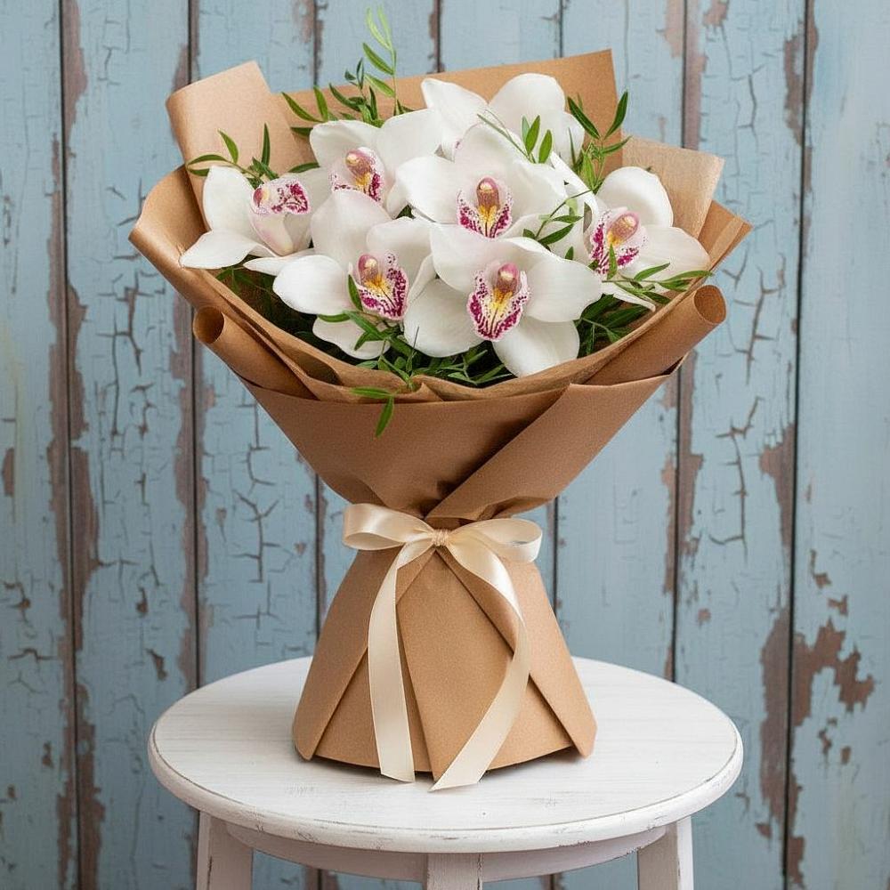 Букет цветов из: Орхидеи и Розы в Поселок имени Степана Разина