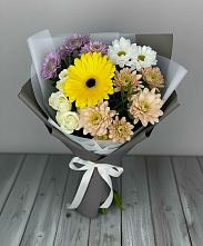 Букет цветов из:  Розы, Герберы и Хризантемы в Поселок имени Степана Разина