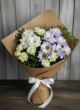 Букет цветов из:  Хризантемы и Розы в Поселок имени Степана Разина