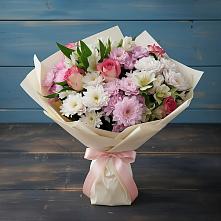 Букет цветов из:  Хризантемы, Альстромерии и Розы в Поселок имени Степана Разина