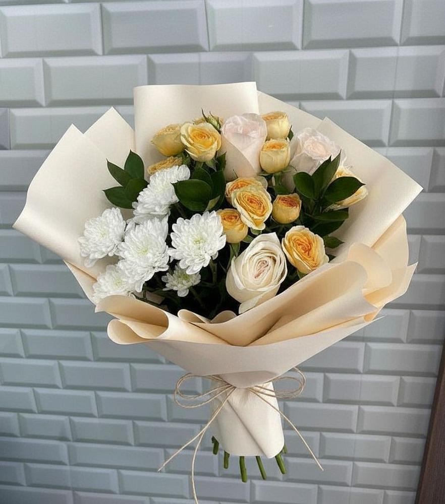 Букет цветов из: Розы и Хризантемы в Поселок имени Степана Разина