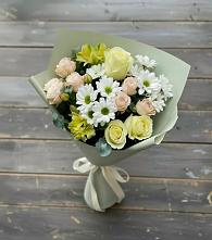 Букет цветов из:  Альстромерии, Розы и Хризантемы в Поселок имени Степана Разина