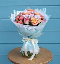 Букет цветов из:  Хризантемы и Розы в Поселок имени Степана Разина