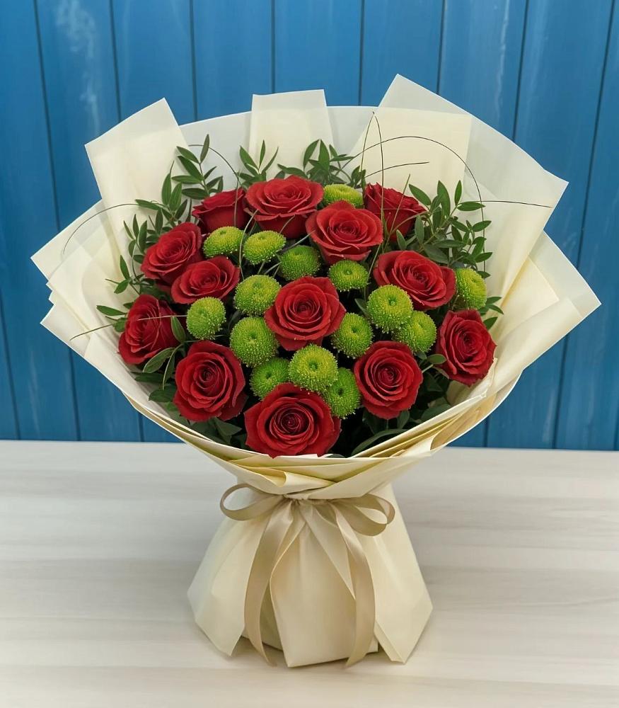 Букет цветов из: Розы и Хризантемы в Поселок имени Степана Разина