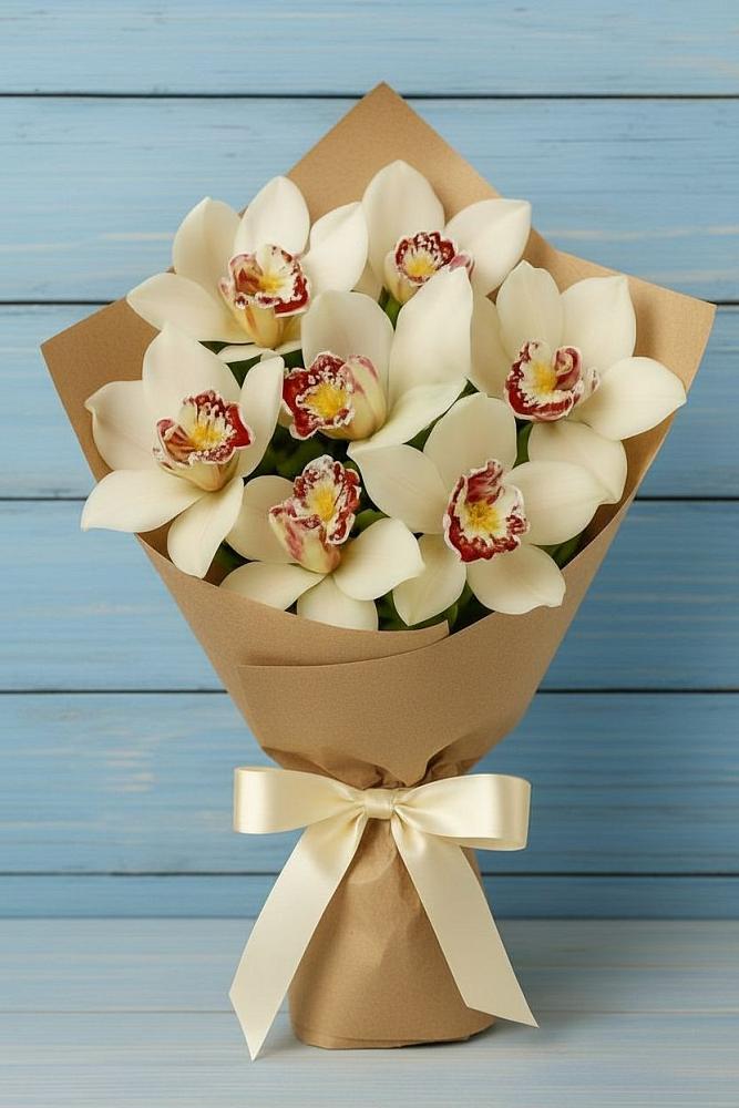 Букет цветов из: Орхидеи и Розы в Поселок имени Степана Разина